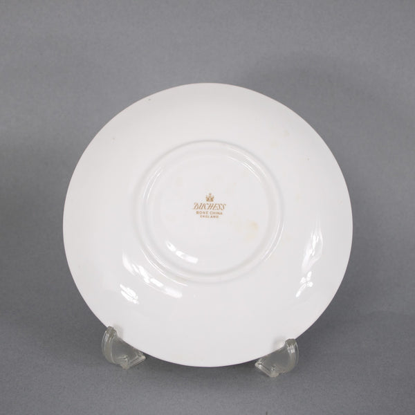 Duchess Teacup Saucer Pink Rose Pattern Fluted Gold Trim Teacup w Saucer Set