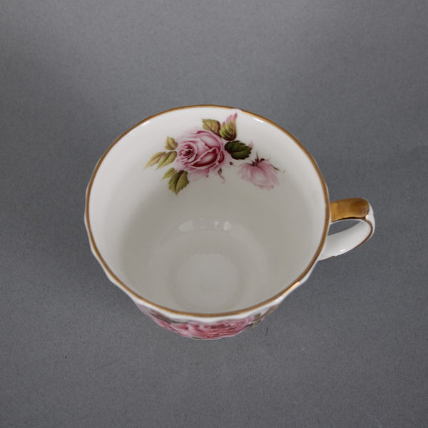 Duchess Teacup Saucer Pink Rose Pattern Fluted Gold Trim Teacup w Saucer Set