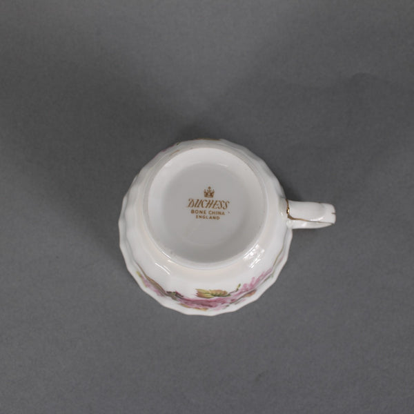 Duchess Teacup Saucer Pink Rose Pattern Fluted Gold Trim Teacup w Saucer Set