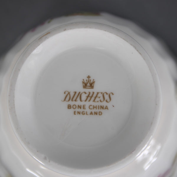 Duchess Teacup Saucer Pink Rose Pattern Fluted Gold Trim Teacup w Saucer Set