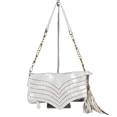 Julia NEW $107 8+ x 14 White Multi Rhinestones Vegan Convertible Clutch Purse