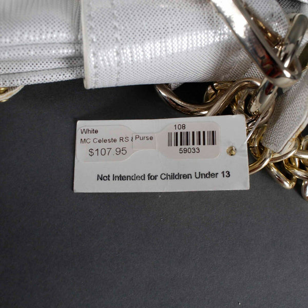 Julia NEW $107 8+ x 14 White Multi Rhinestones Vegan Convertible Clutch Purse
