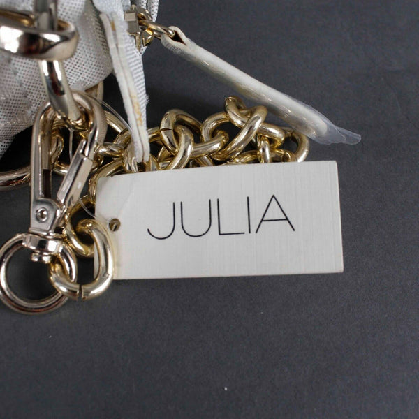 Julia NEW $107 8+ x 14 White Multi Rhinestones Vegan Convertible Clutch Purse
