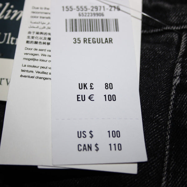 Abercrombie Fitch NEW $100 Curve Love Sz 35 20r x 31 Black Denim Cotton Jeans