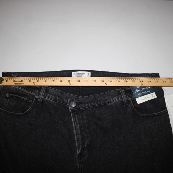 Abercrombie Fitch NEW $100 Curve Love Sz 35 20r x 31 Black Denim Cotton Jeans