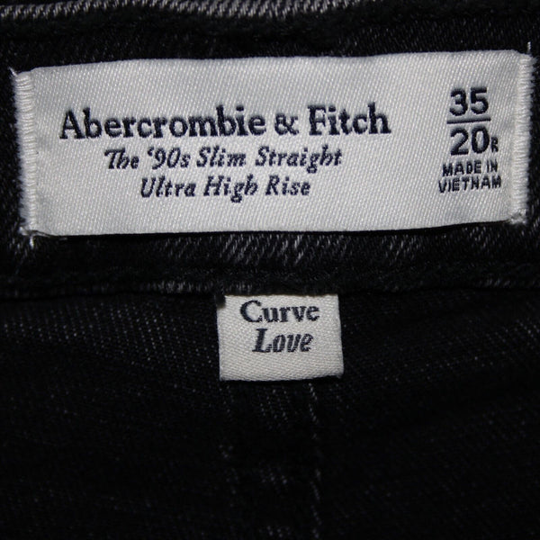 Abercrombie Fitch NEW $100 Curve Love Sz 35 20r x 31 Black Denim Cotton Jeans