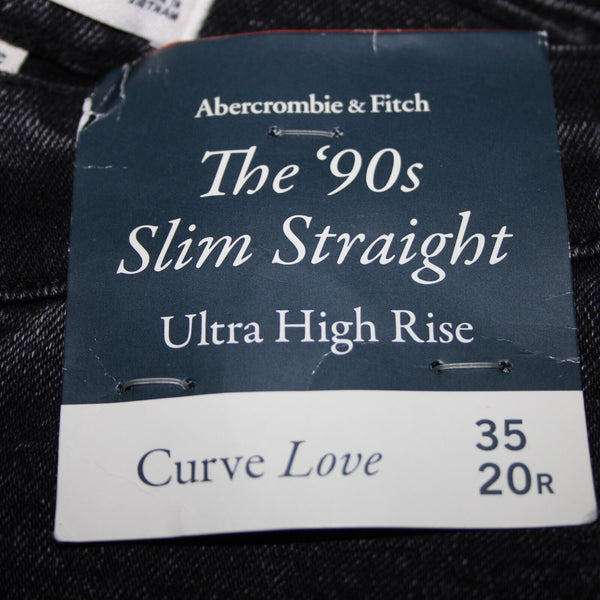 Abercrombie Fitch NEW $100 Curve Love Sz 35 20r x 31 Black Denim Cotton Jeans