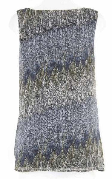 Deletta NEW $68 Sz L Black Multi Layered Left Front Knot Modal Poly Top