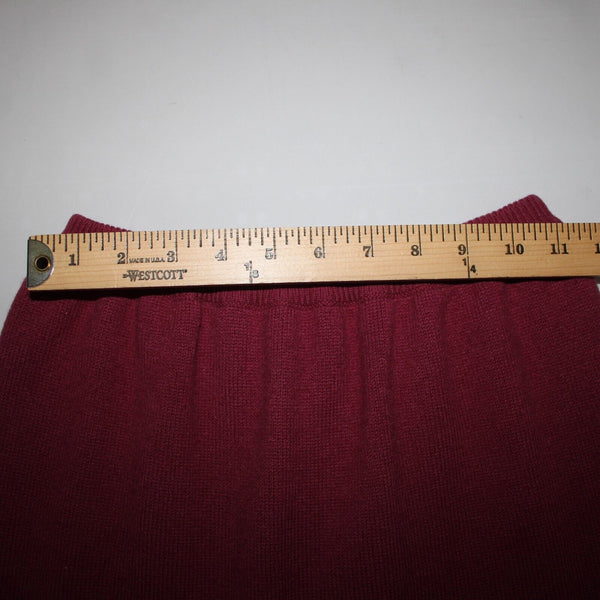 Murray Allan Rose Pink Burgundy Elastic Waist 100% Pure Cashmere Midi Skirt
