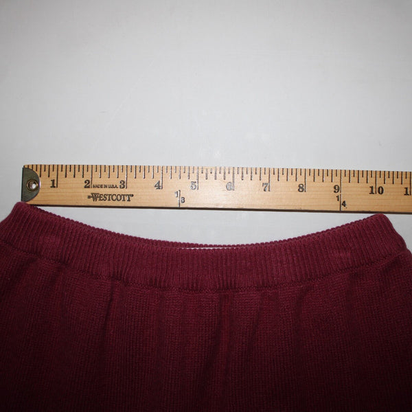 Murray Allan Rose Pink Burgundy Elastic Waist 100% Pure Cashmere Midi Skirt