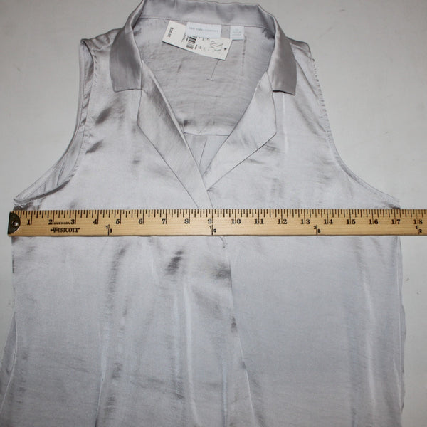 New York And Company Top NEW $37 Sz XS Shiny Gray Collared 100% Polyester Top