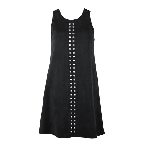 Karen Kane NEW $149 Flora Fauna Sz XS Black Studded Faux Suede Tank Dress