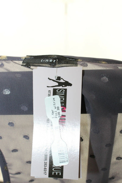 i. ner NEW $29 Sz L Gray Gold Foil Tan Sheer 100% Poly Hi Lo Racerback Top