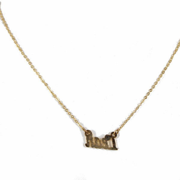 LEAH NEW Name Goldtone Rhinestone Accent 14.5" w 4.5" Multi Ring Ext Necklace