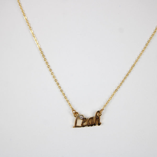 LEAH NEW Name Goldtone Rhinestone Accent 14.5" w 4.5" Multi Ring Ext Necklace