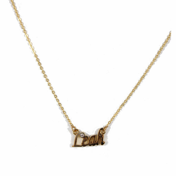 LEAH NEW Name Goldtone Rhinestone Accent 14.5" w 4.5" Multi Ring Ext Necklace