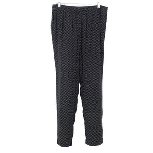 Talbots Sz M X 29 Black White 100% Rayon Polka Dot Elastic Waist Slim Pants