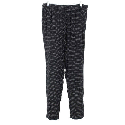 Talbots Sz M X 29 Black White 100% Rayon Polka Dot Elastic Waist Slim Pants