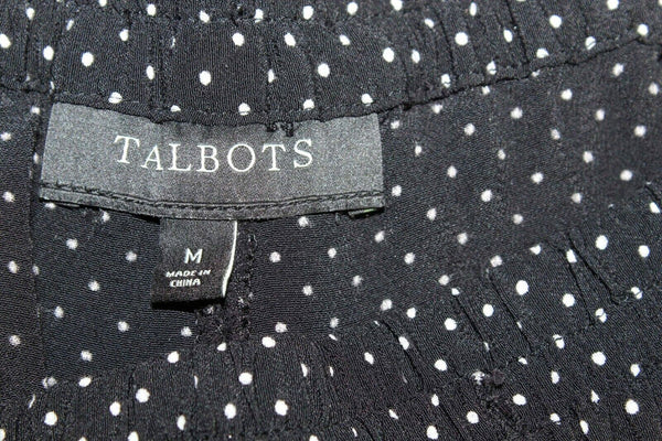 Talbots Sz M X 29 Black White 100% Rayon Polka Dot Elastic Waist Slim Pants