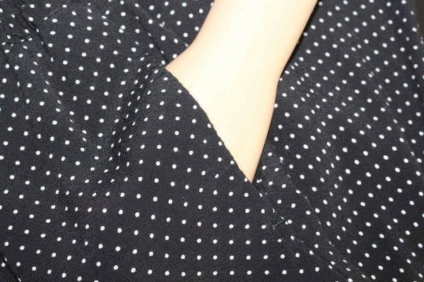 Talbots Sz M X 29 Black White 100% Rayon Polka Dot Elastic Waist Slim Pants