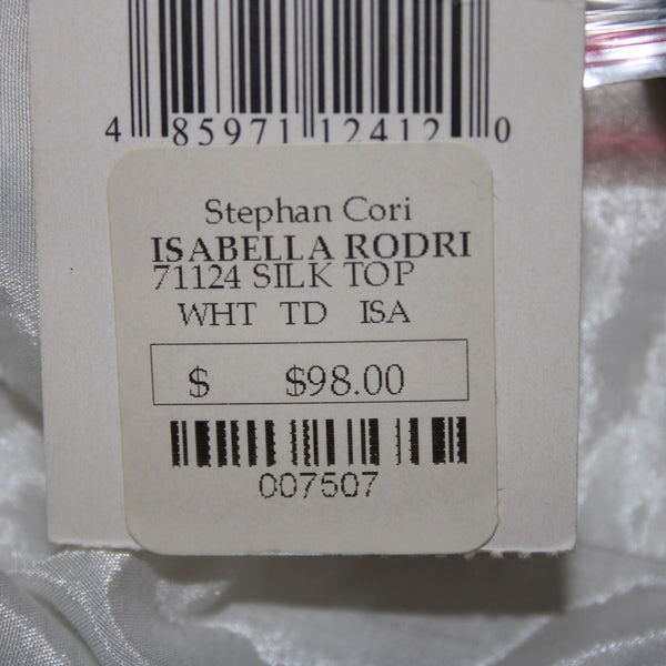 Isabella Rodriguez NEW $98 Sz M White Shiny Polished Ruffle Cotton Silk Top