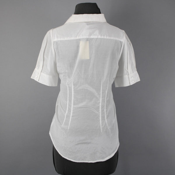 Isabella Rodriguez NEW $98 Sz M White Shiny Polished Ruffle Cotton Silk Top