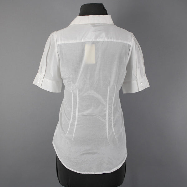Isabella Rodriguez NEW $98 Sz M White Shiny Polished Ruffle Cotton Silk Top