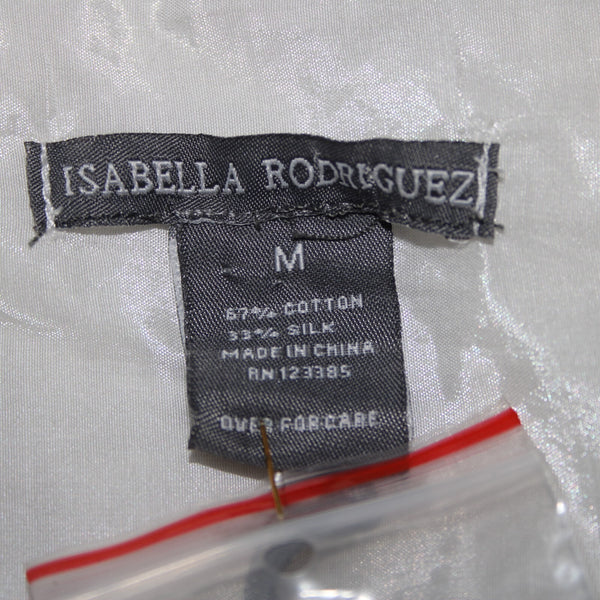Isabella Rodriguez NEW $98 Sz M White Shiny Polished Ruffle Cotton Silk Top