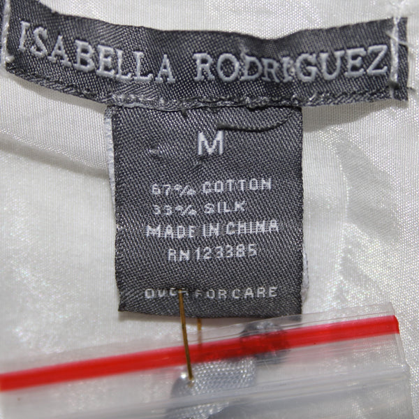 Isabella Rodriguez NEW $98 Sz M White Shiny Polished Ruffle Cotton Silk Top