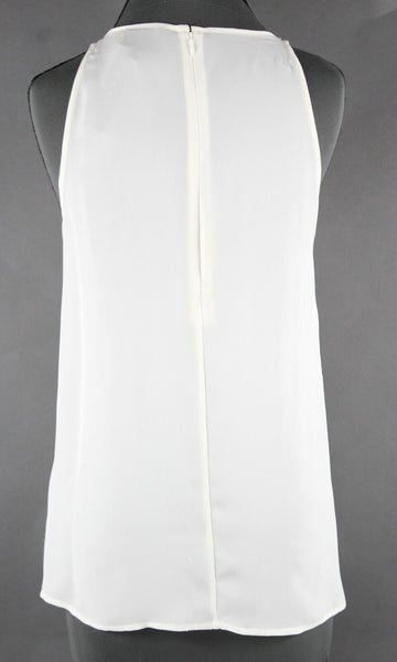 Theory Montien NEW $245 Sz S Ivory White Long All Fringe Front 100% Silk Top