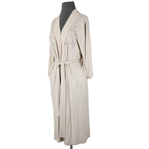 Johnny Was Sz S Beige Embroidered Pocket Belted Silk Cashmere Polyester Wrap