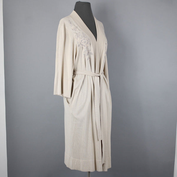 Johnny Was Sz S Beige Embroidered Pocket Belted Silk Cashmere Polyester Wrap