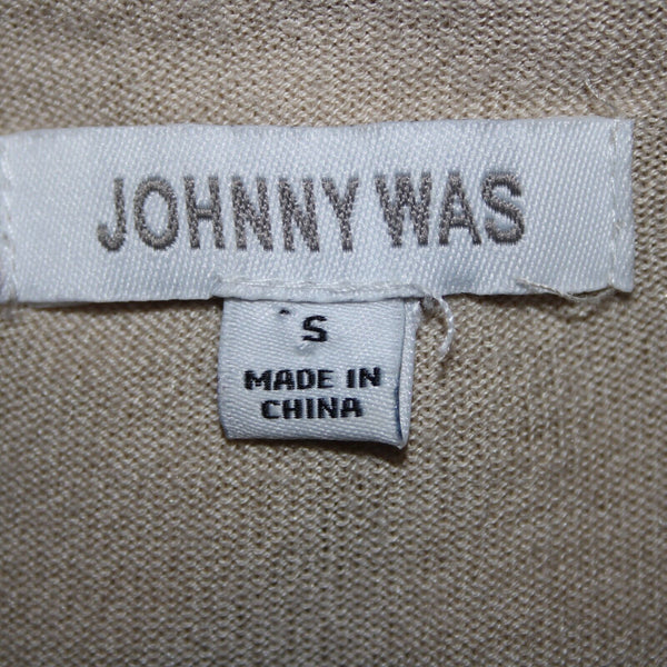 Johnny Was Sz S Beige Embroidered Pocket Belted Silk Cashmere Polyester Wrap