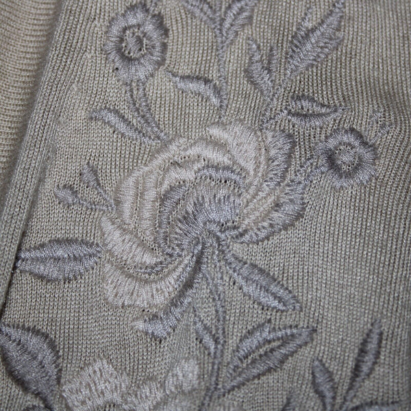 Johnny Was Sz S Beige Embroidered Pocket Belted Silk Cashmere Polyester Wrap