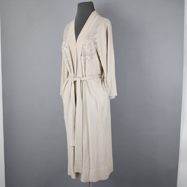 Johnny Was Sz S Beige Embroidered Pocket Belted Silk Cashmere Polyester Wrap