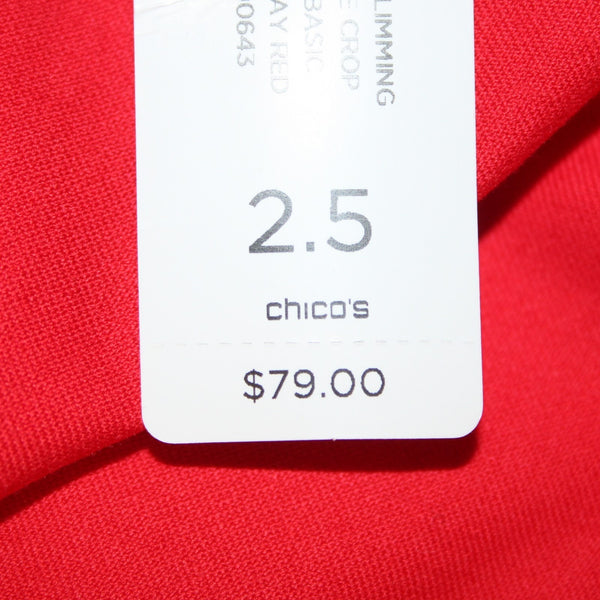 Chicos Pant So Slimming NEW $79 Sz 2.5 x 24 Runaway Red Brigitte Crop Capri Pant
