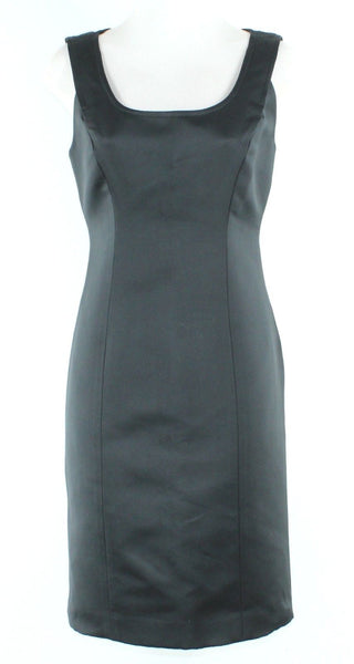 Ellen Tracy NWT $448 Sz 8P Black Sexy Bodycon Satin Fitted Lined Dress