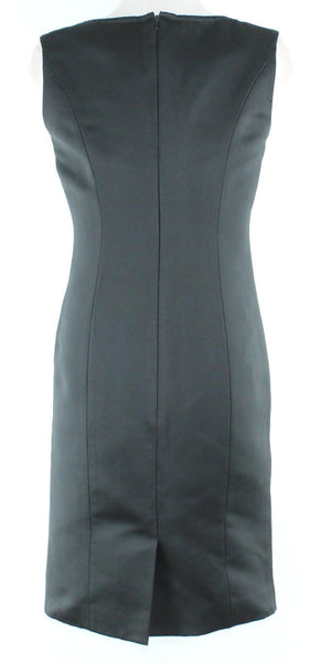 Ellen Tracy NWT $448 Sz 8P Black Sexy Bodycon Satin Fitted Lined Dress