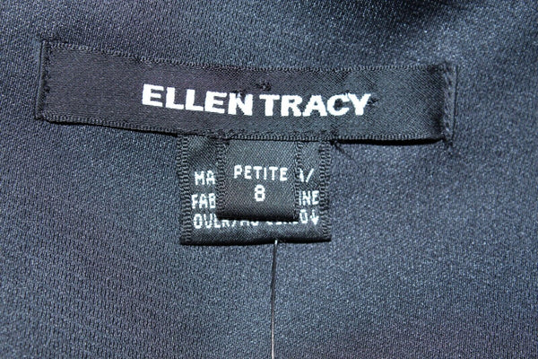 Ellen Tracy NWT $448 Sz 8P Black Sexy Bodycon Satin Fitted Lined Dress