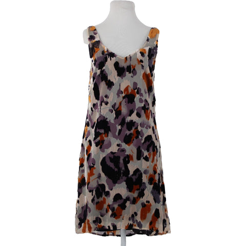 Cabi Sz XS Peach Purple Multi Lined Burn Out Rayon Velvet Nylon Polyester Dress