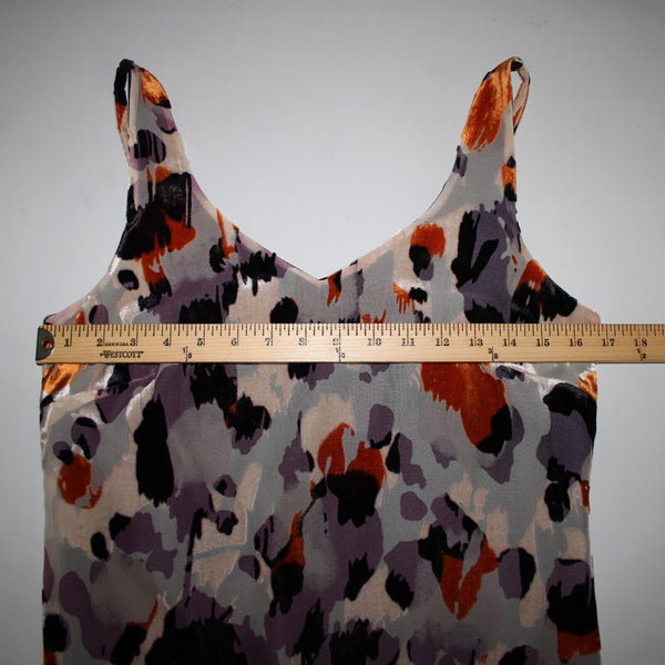 Cabi Sz XS Peach Purple Multi Lined Burn Out Rayon Velvet Nylon Polyester Dress
