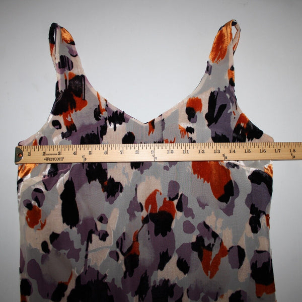Cabi Sz XS Peach Purple Multi Lined Burn Out Rayon Velvet Nylon Polyester Dress