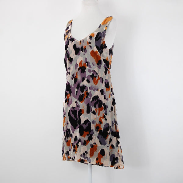 Cabi Sz XS Peach Purple Multi Lined Burn Out Rayon Velvet Nylon Polyester Dress