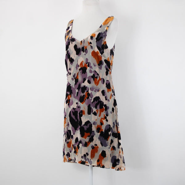 Cabi Sz XS Peach Purple Multi Lined Burn Out Rayon Velvet Nylon Polyester Dress