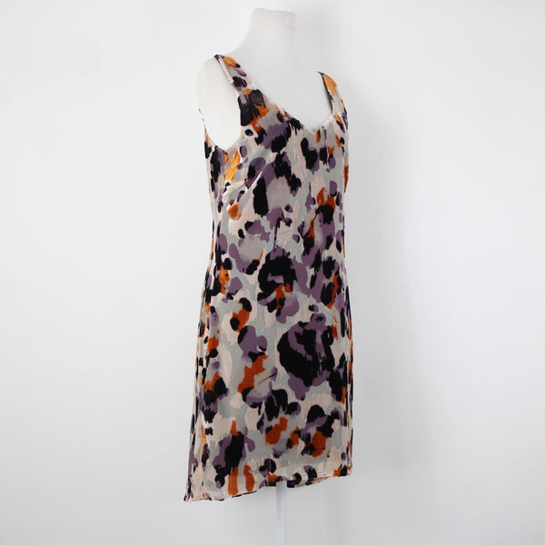 Cabi Sz XS Peach Purple Multi Lined Burn Out Rayon Velvet Nylon Polyester Dress