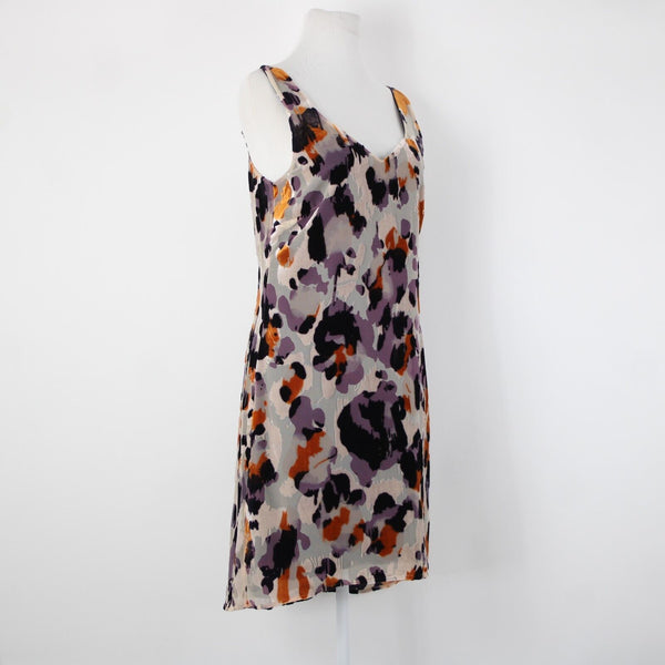 Cabi Sz XS Peach Purple Multi Lined Burn Out Rayon Velvet Nylon Polyester Dress