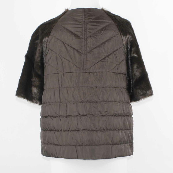 Chicos NEW $149 Sz 1 Brown Faux Fur Toggle Modacrylic Blend Poly Jacket