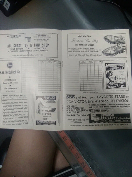 Cow Palace San Francisco 1948-49 Season Basketball Program