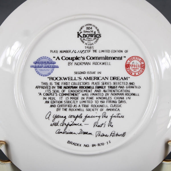 Edwin M Knowles 1985 A Couples Commitment By Norman Rockwell #16118I Plate