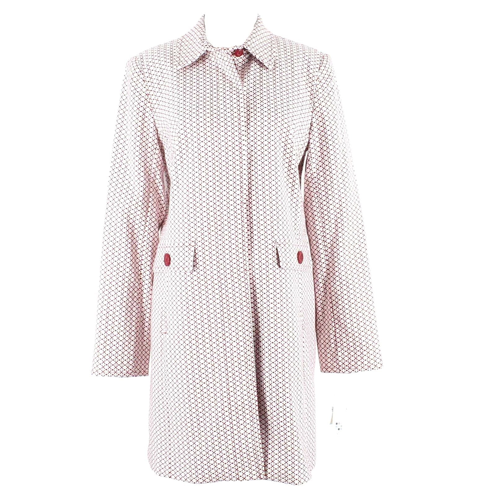 Apt. 9 NEW $89 Sz 8 Red White Lined Hidden Buttons Cotton Blend Coat